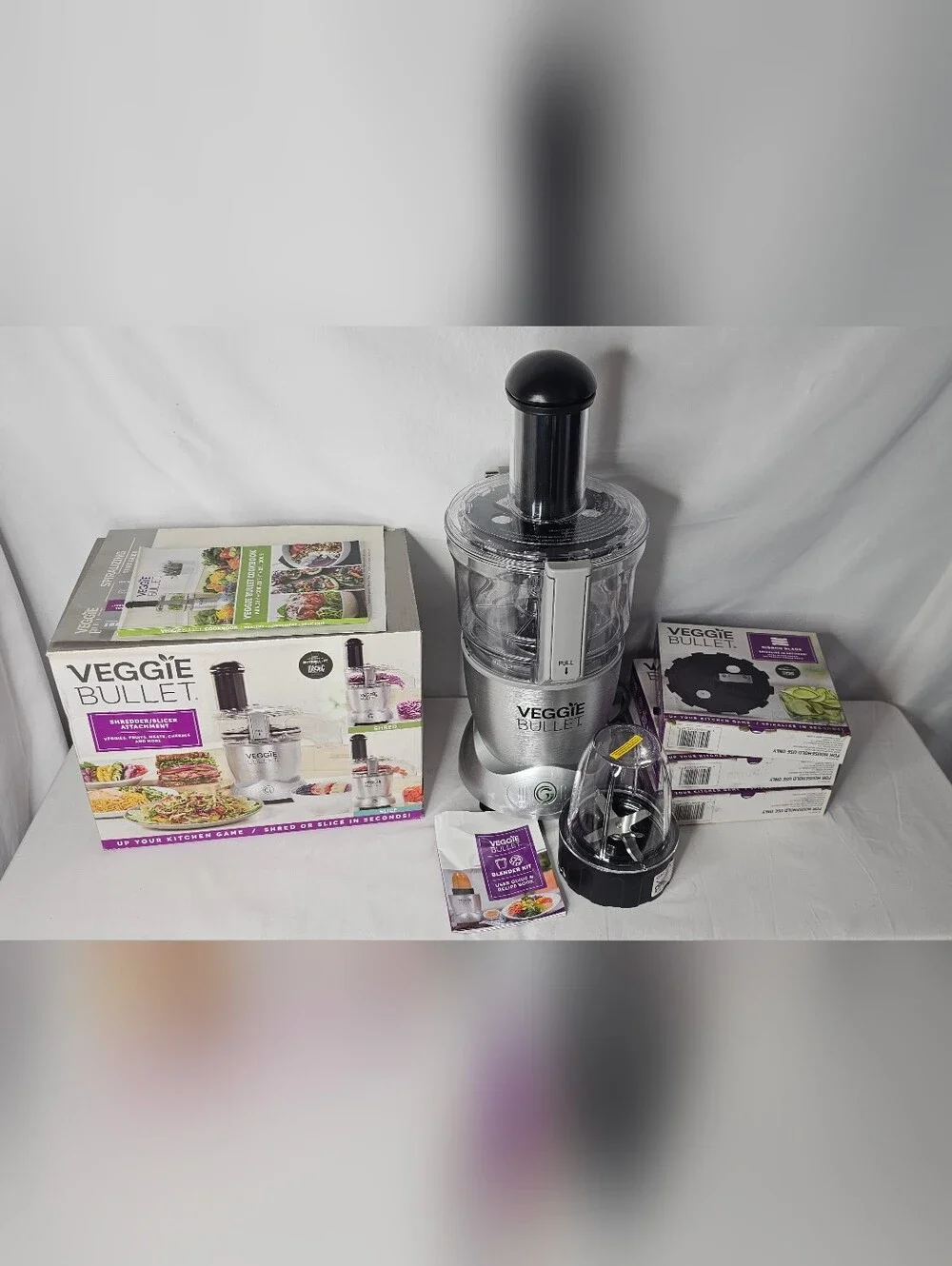 Veggie Bullet Food Processor Spiralizer + BONUS Blender Kit & 3 Extra Blades